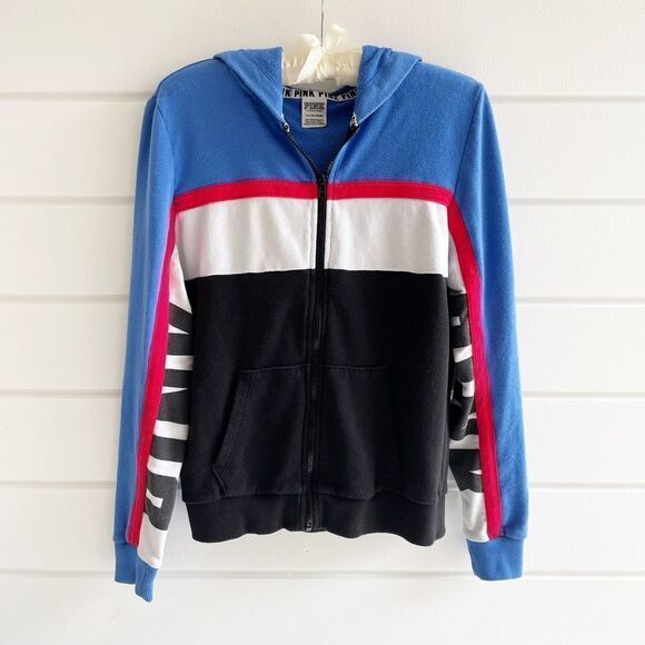 Victoria's Secret PINK Women's Colorblock Perfect Full Zip Hoodie Size Small - Picture 2 of 6